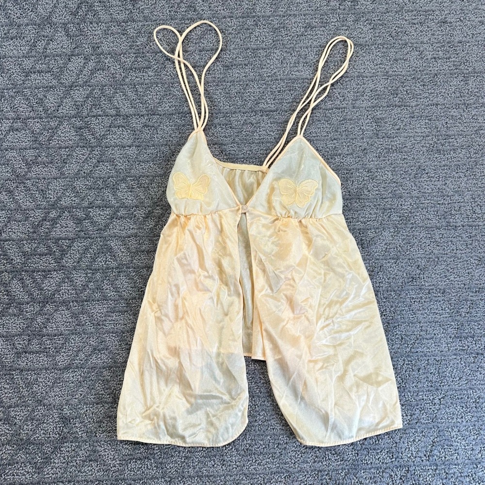 Maidenform Dreamwear Womens Butterfly Camisole‎ Babydoll slip Yellow lingerie S